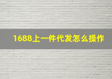 1688上一件代发怎么操作