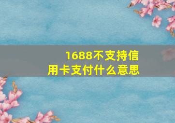 1688不支持信用卡支付什么意思