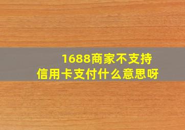 1688商家不支持信用卡支付什么意思呀