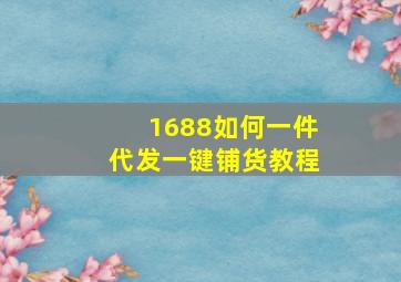 1688如何一件代发一键铺货教程