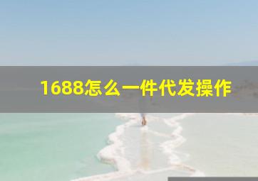 1688怎么一件代发操作