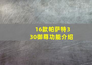 16款帕萨特330御尊功能介绍