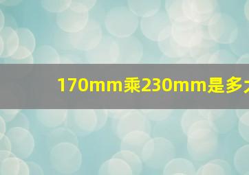 170mm乘230mm是多大