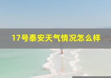 17号泰安天气情况怎么样