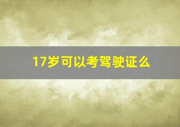 17岁可以考驾驶证么