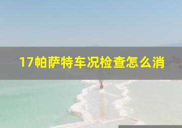 17帕萨特车况检查怎么消