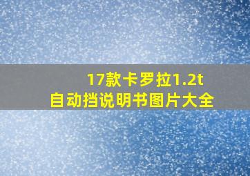 17款卡罗拉1.2t自动挡说明书图片大全