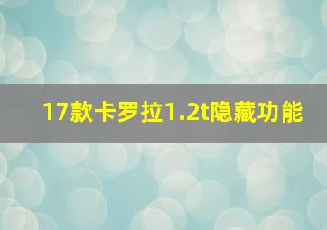 17款卡罗拉1.2t隐藏功能