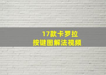 17款卡罗拉按键图解法视频