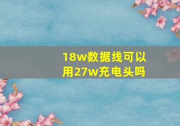 18w数据线可以用27w充电头吗