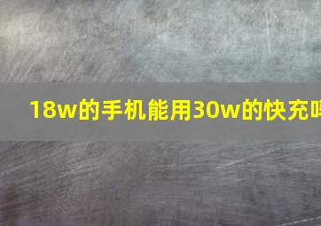 18w的手机能用30w的快充吗