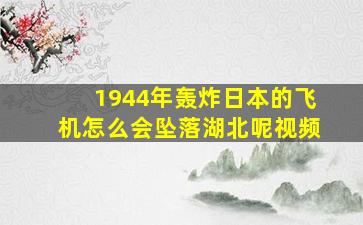 1944年轰炸日本的飞机怎么会坠落湖北呢视频