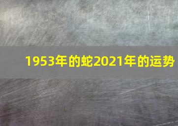 1953年的蛇2021年的运势