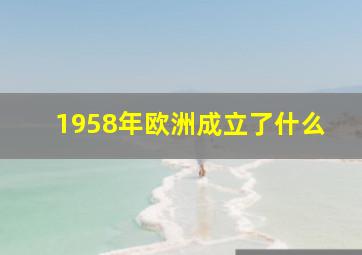 1958年欧洲成立了什么