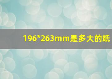 196*263mm是多大的纸