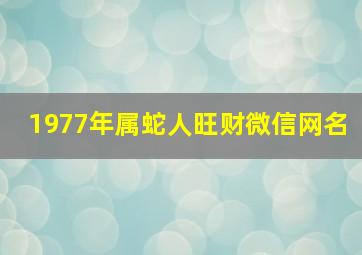 1977年属蛇人旺财微信网名