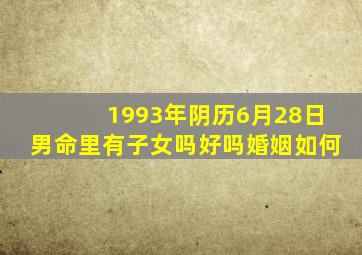 1993年阴历6月28日男命里有子女吗好吗婚姻如何