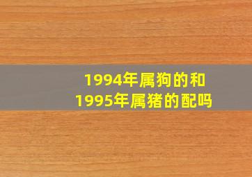 1994年属狗的和1995年属猪的配吗