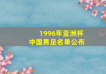 1996年亚洲杯中国男足名单公布