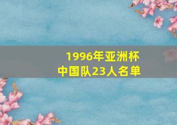 1996年亚洲杯中国队23人名单