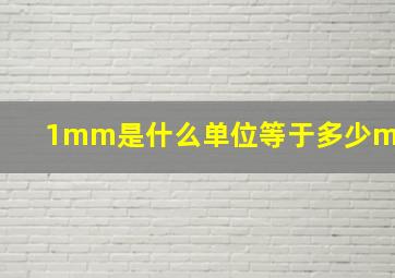 1mm是什么单位等于多少m