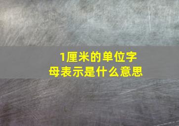 1厘米的单位字母表示是什么意思