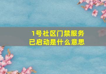 1号社区门禁服务已启动是什么意思