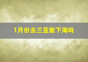 1月份去三亚能下海吗