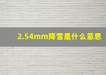 2.54mm降雪是什么意思