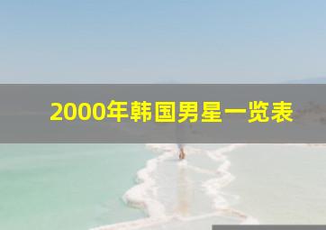 2000年韩国男星一览表