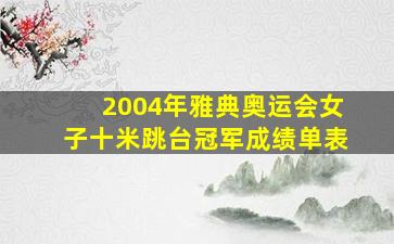 2004年雅典奥运会女子十米跳台冠军成绩单表