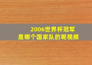 2006世界杯冠军是哪个国家队的呢视频