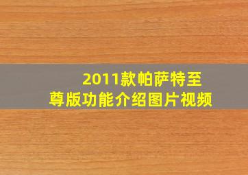 2011款帕萨特至尊版功能介绍图片视频