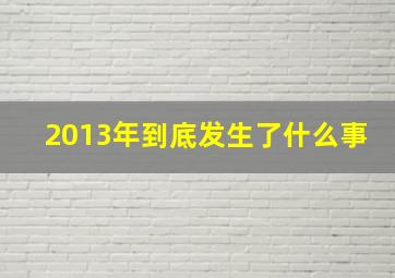 2013年到底发生了什么事