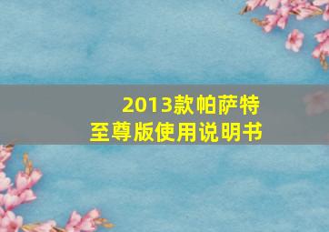 2013款帕萨特至尊版使用说明书