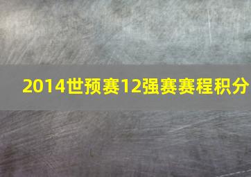 2014世预赛12强赛赛程积分