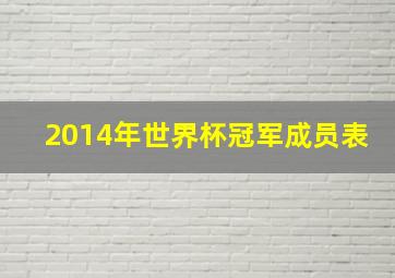 2014年世界杯冠军成员表