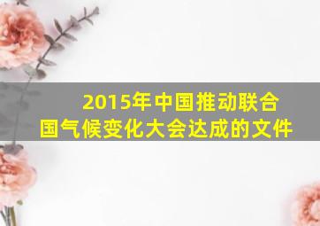 2015年中国推动联合国气候变化大会达成的文件