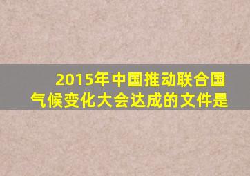 2015年中国推动联合国气候变化大会达成的文件是