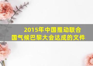 2015年中国推动联合国气候巴黎大会达成的文件