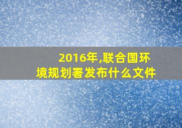 2016年,联合国环境规划署发布什么文件