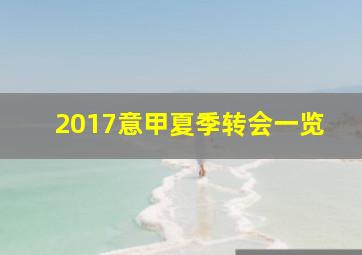 2017意甲夏季转会一览