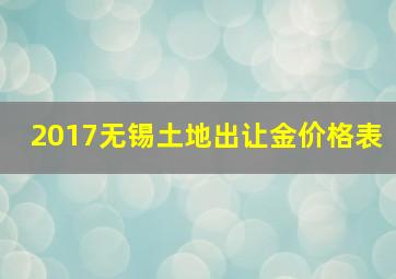 2017无锡土地出让金价格表