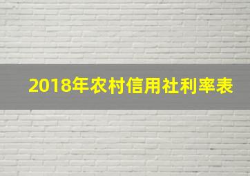 2018年农村信用社利率表