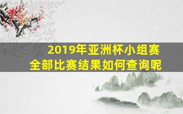 2019年亚洲杯小组赛全部比赛结果如何查询呢