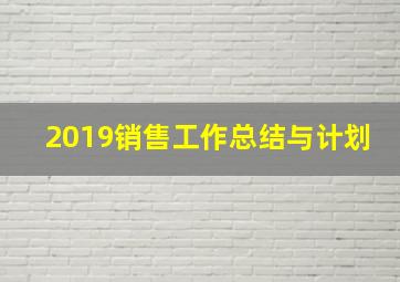 2019销售工作总结与计划