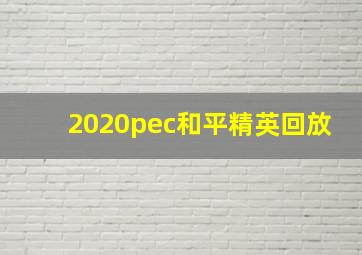 2020pec和平精英回放