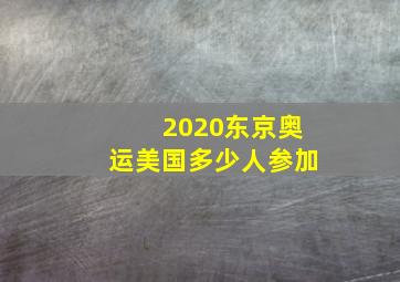 2020东京奥运美国多少人参加