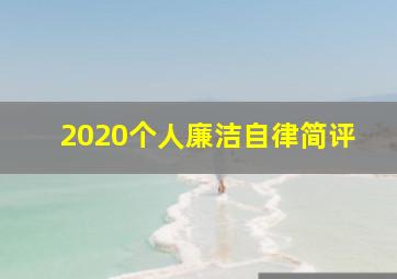 2020个人廉洁自律简评