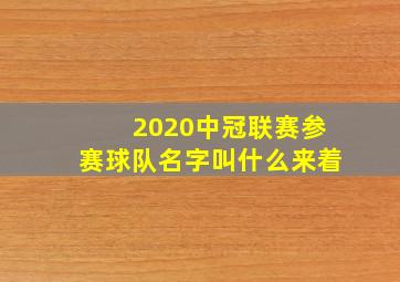 2020中冠联赛参赛球队名字叫什么来着